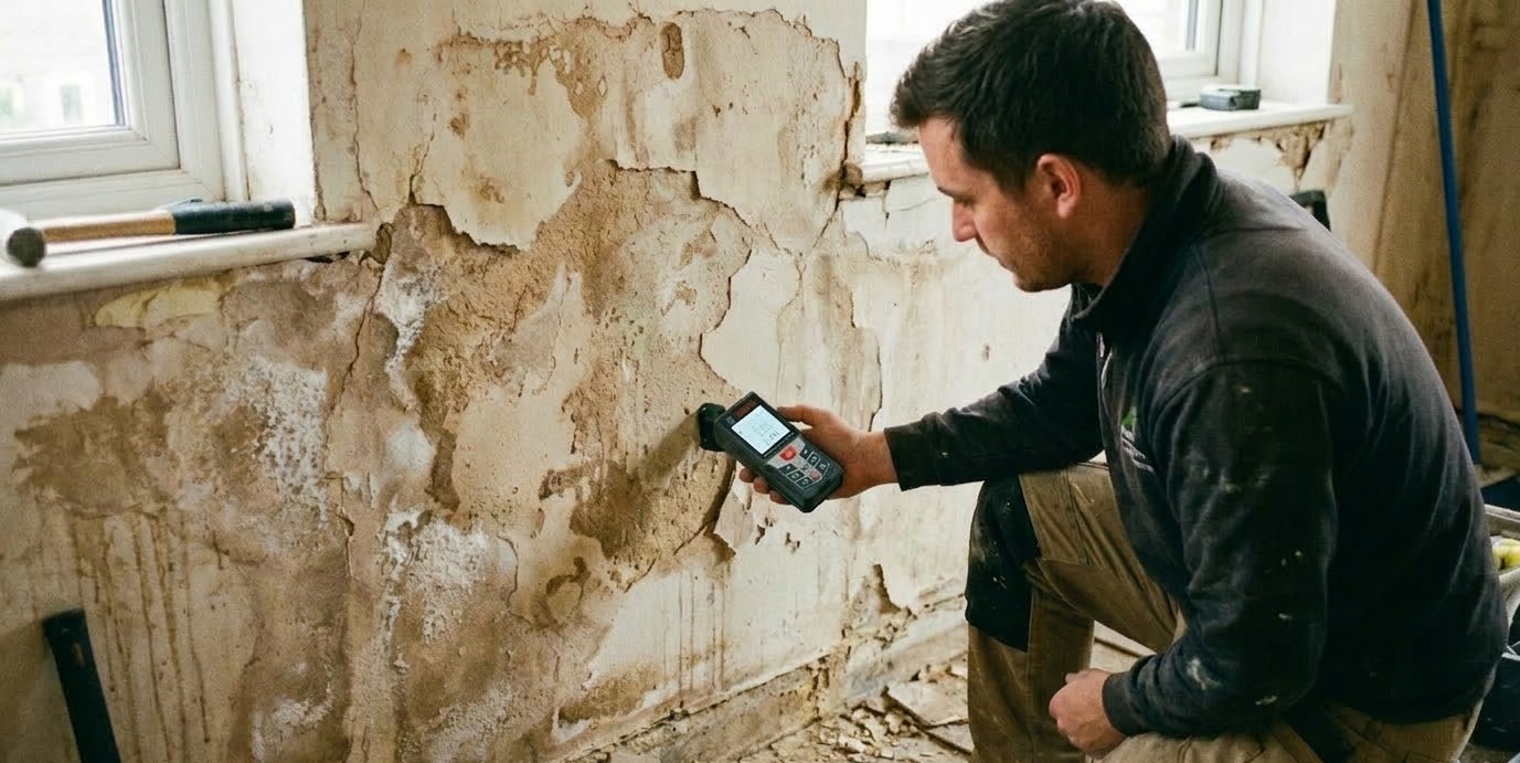 Mesurer l'humidité d'un mur avec appareil